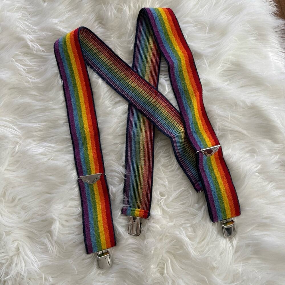 Unbranded | Rainbow Adjustable Suspenders Stripes Braces Vintage Pride Festival